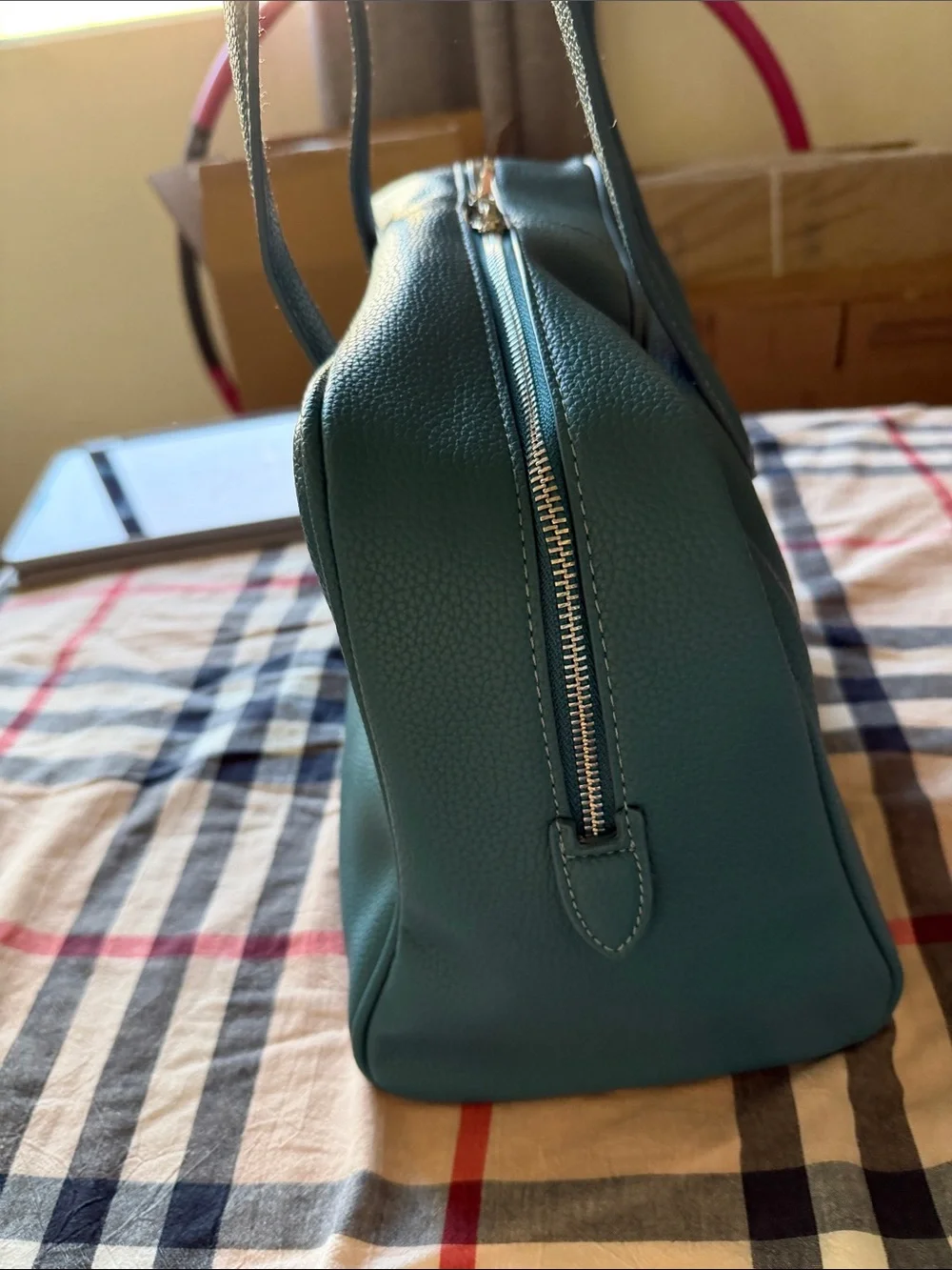 Teal Leather Tote Shoulder Bag - Stylish Everyday Carry